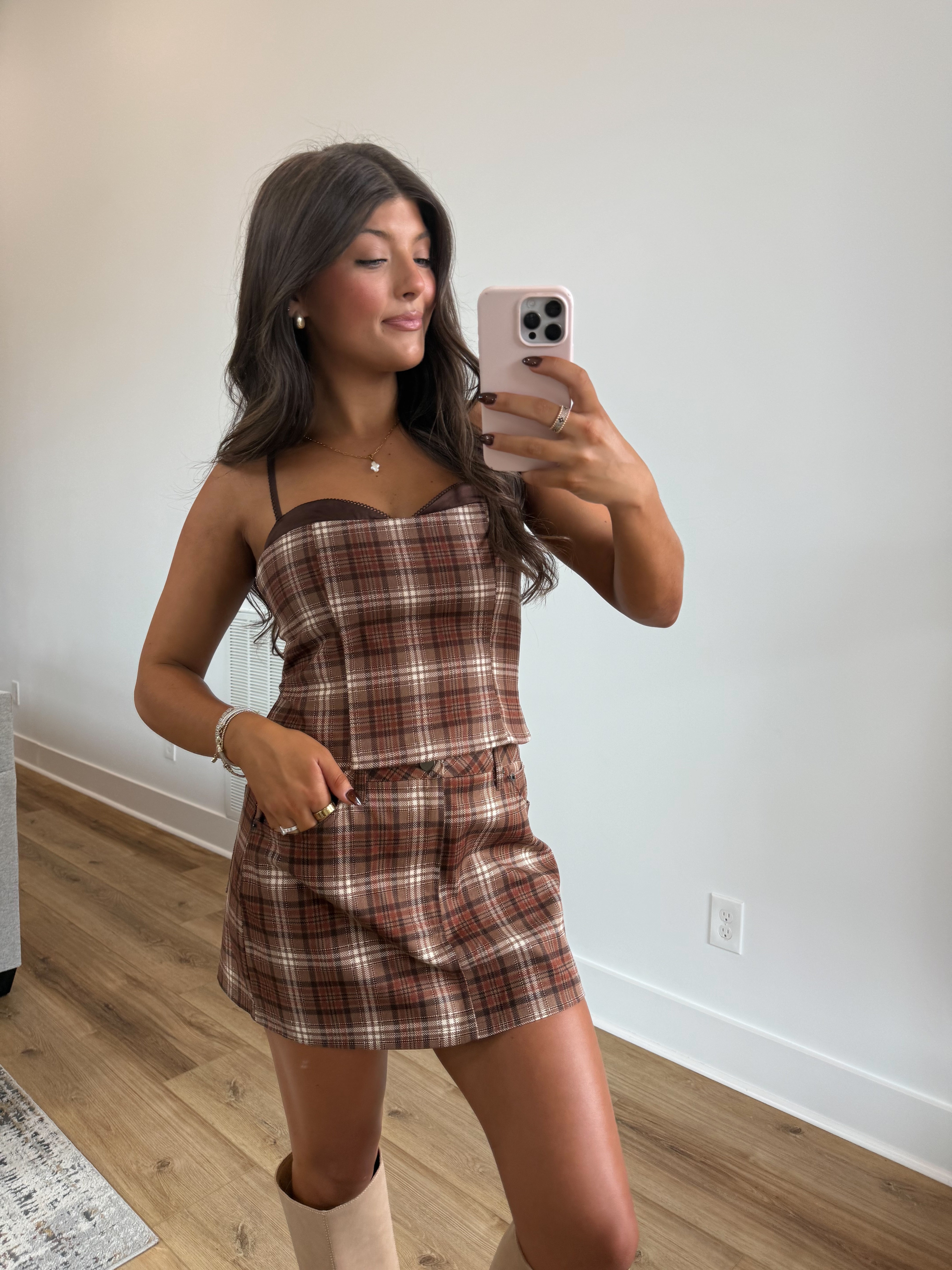 Fall Plaid Skirt Set