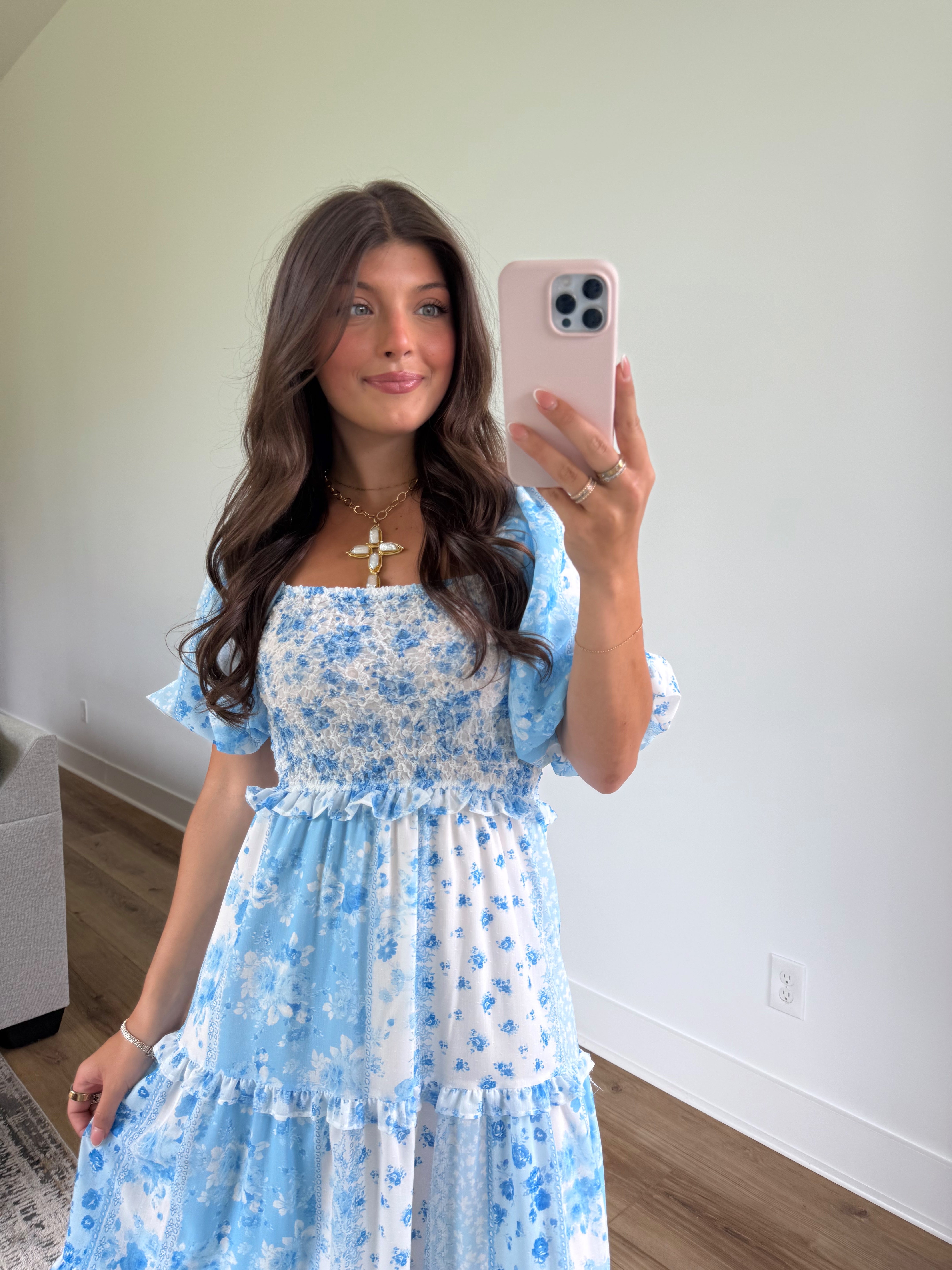 Blue Love Shack Patch Work Maxi Dress