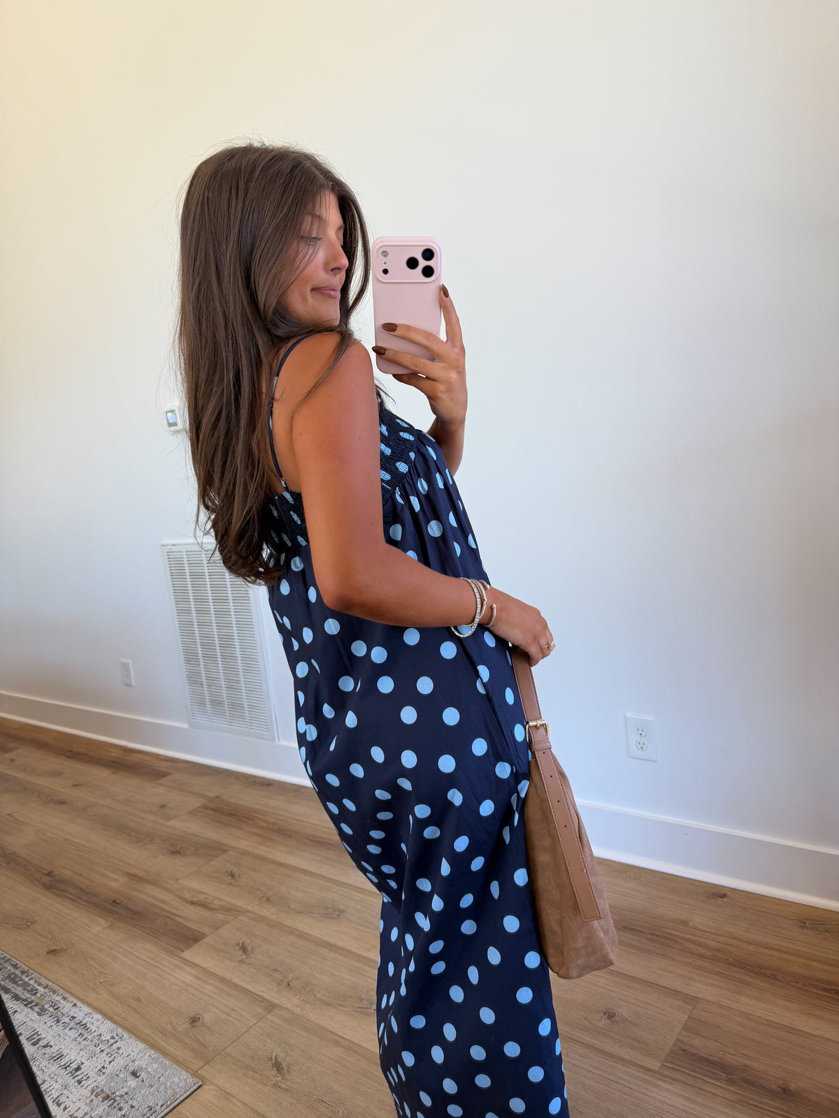 Navy Polka Dot Maxi Dress
