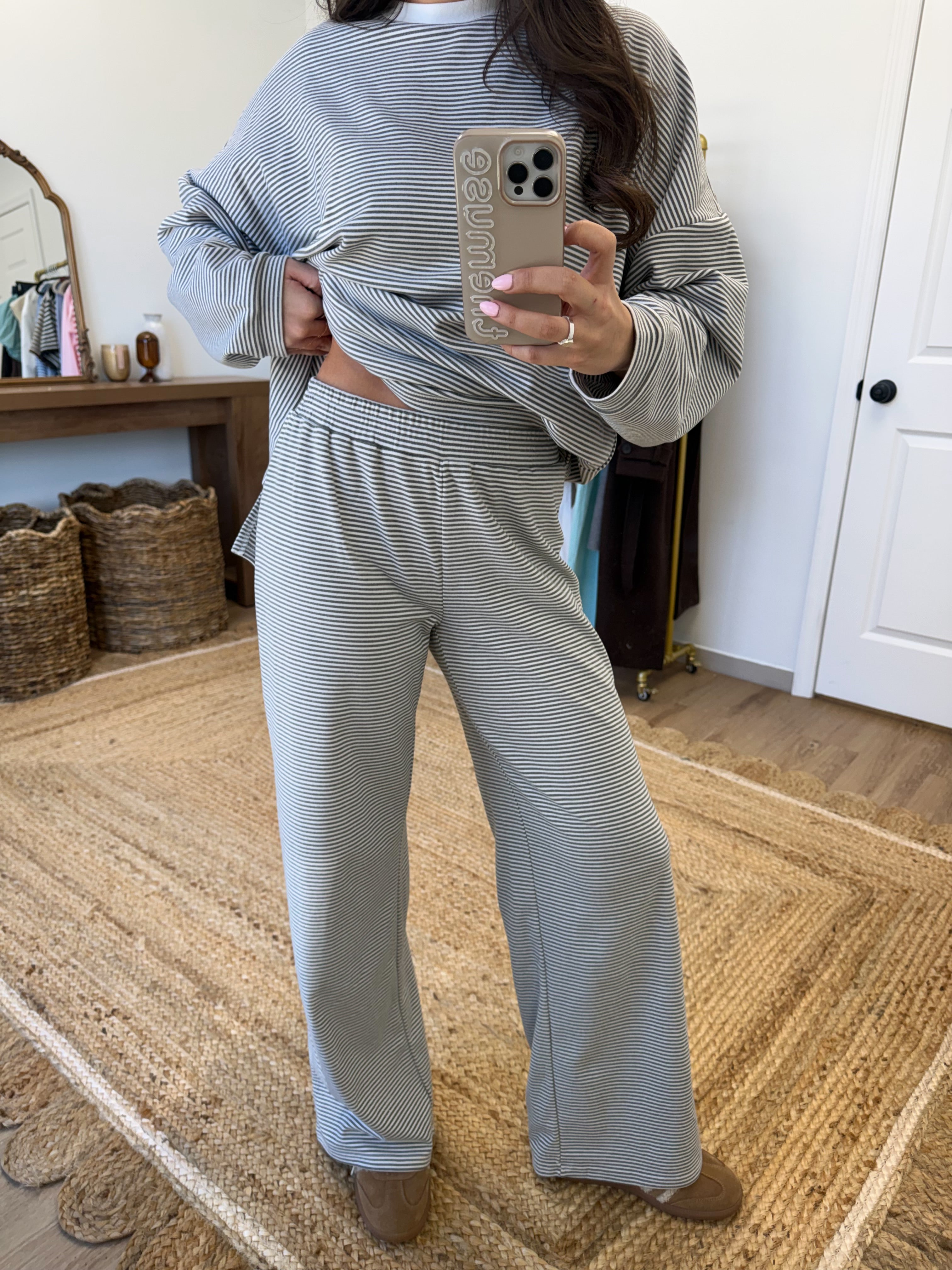 October Fleece BOTTOMS (Grey/Cream)