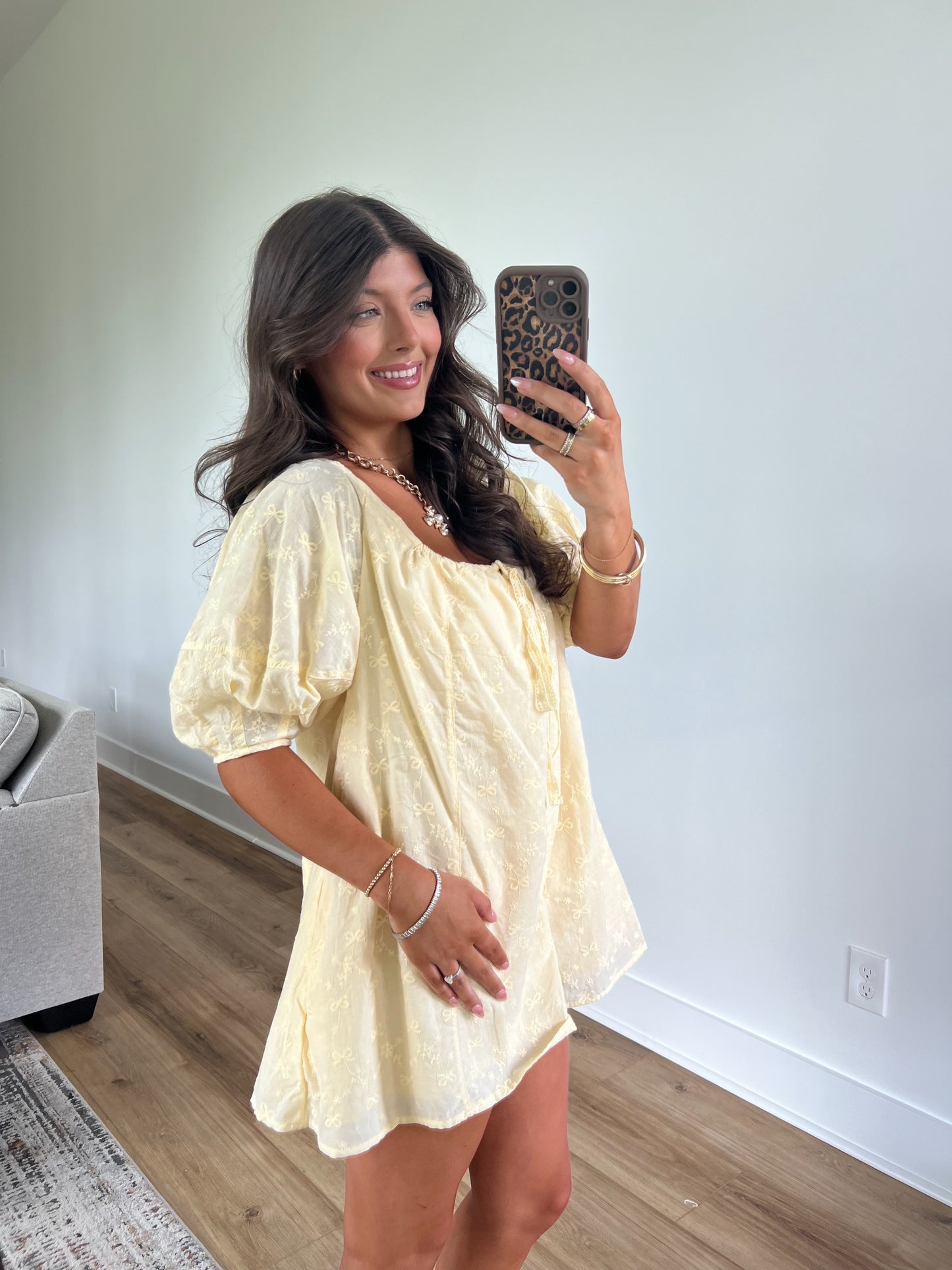 Yellow Bow Eyelet Romper