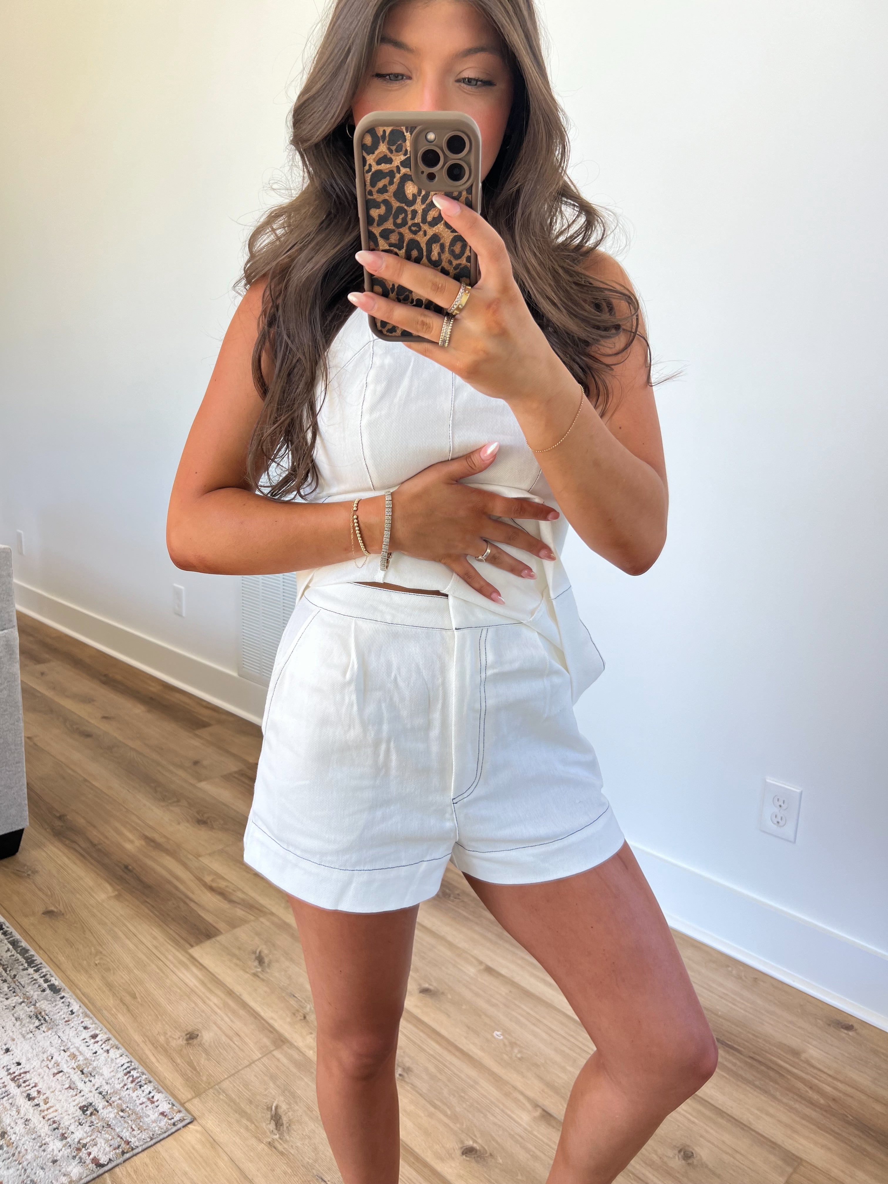 White Structured Denim Set