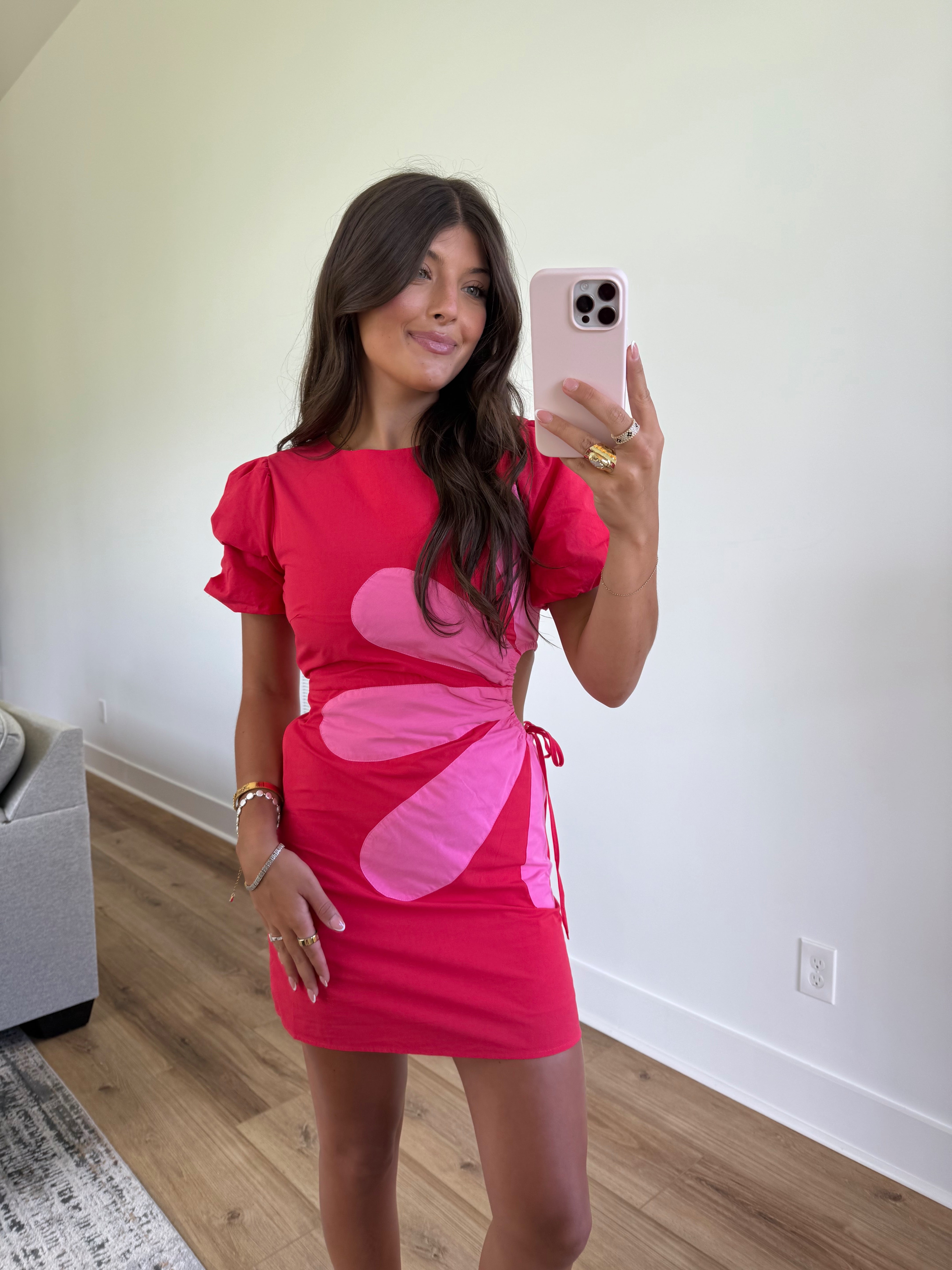 Capri Daisy Mini Dress (Pink/Red)
