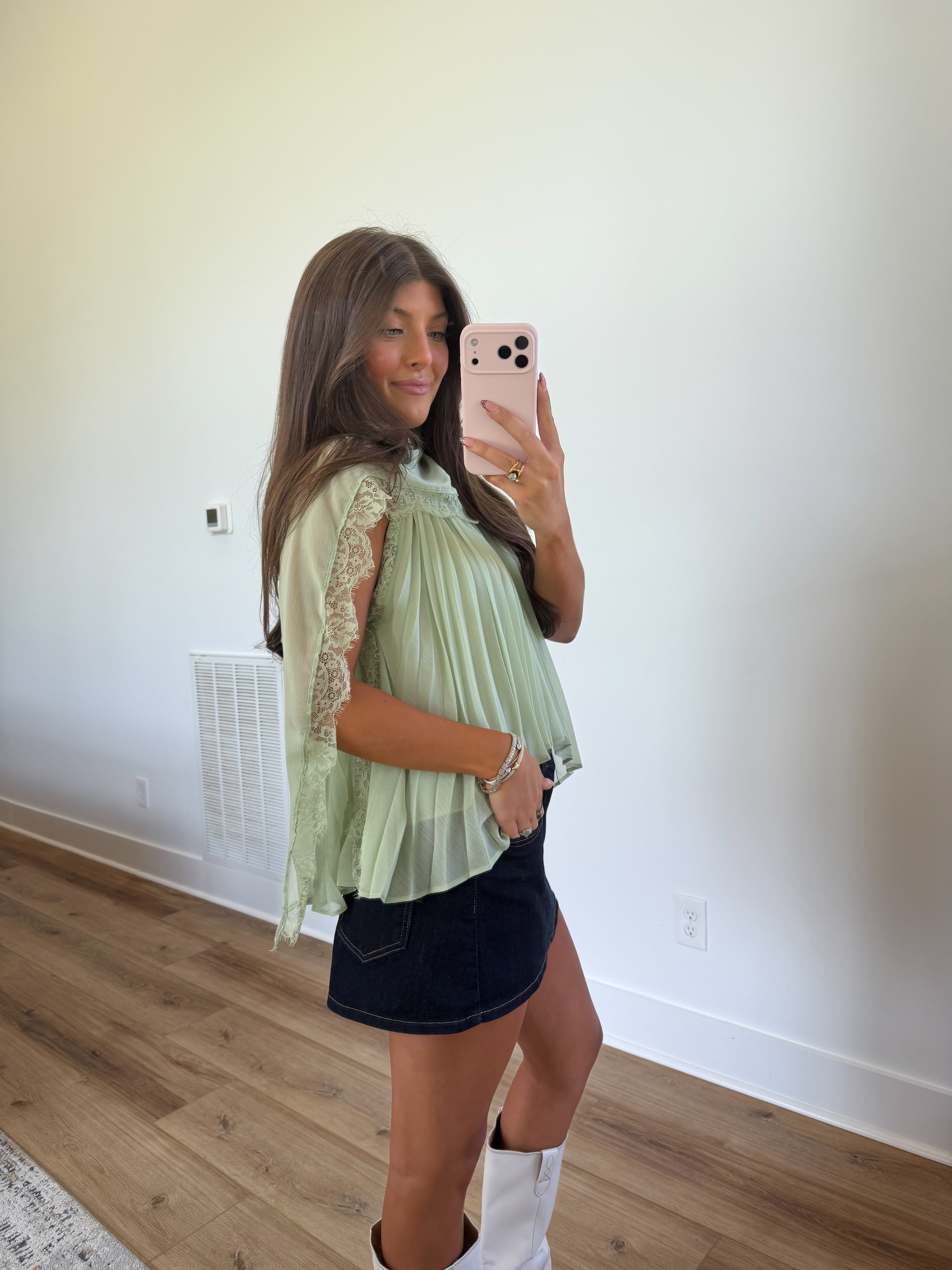 Sage Pleat Blouse