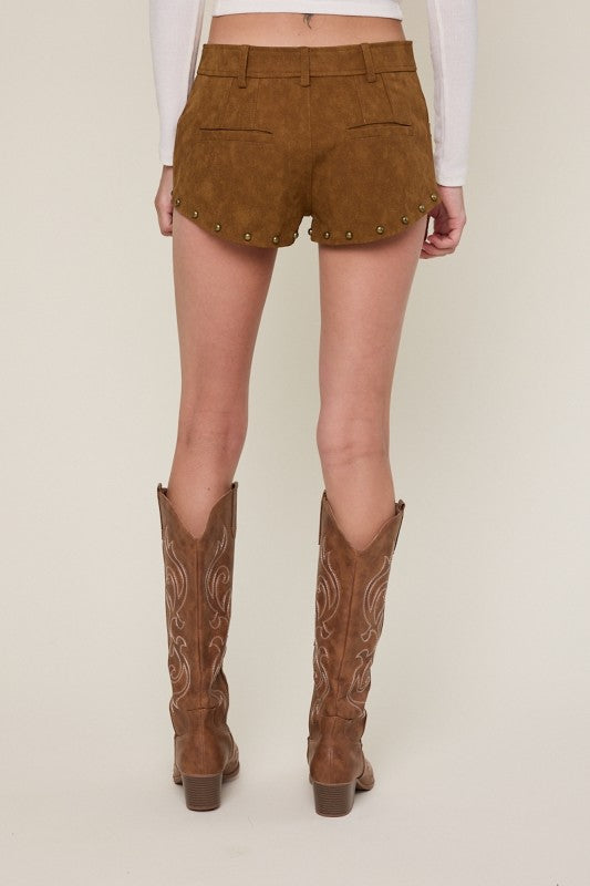 Leather Suede Micro Shorts