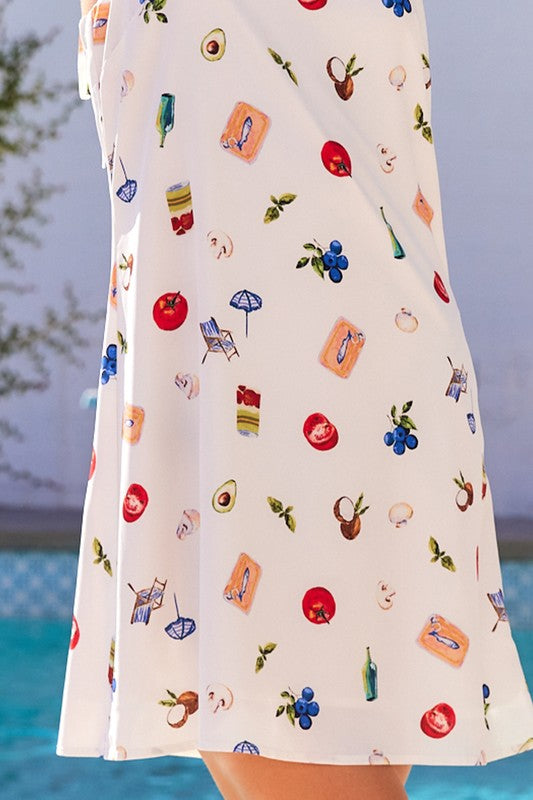 European Print Mini Dress