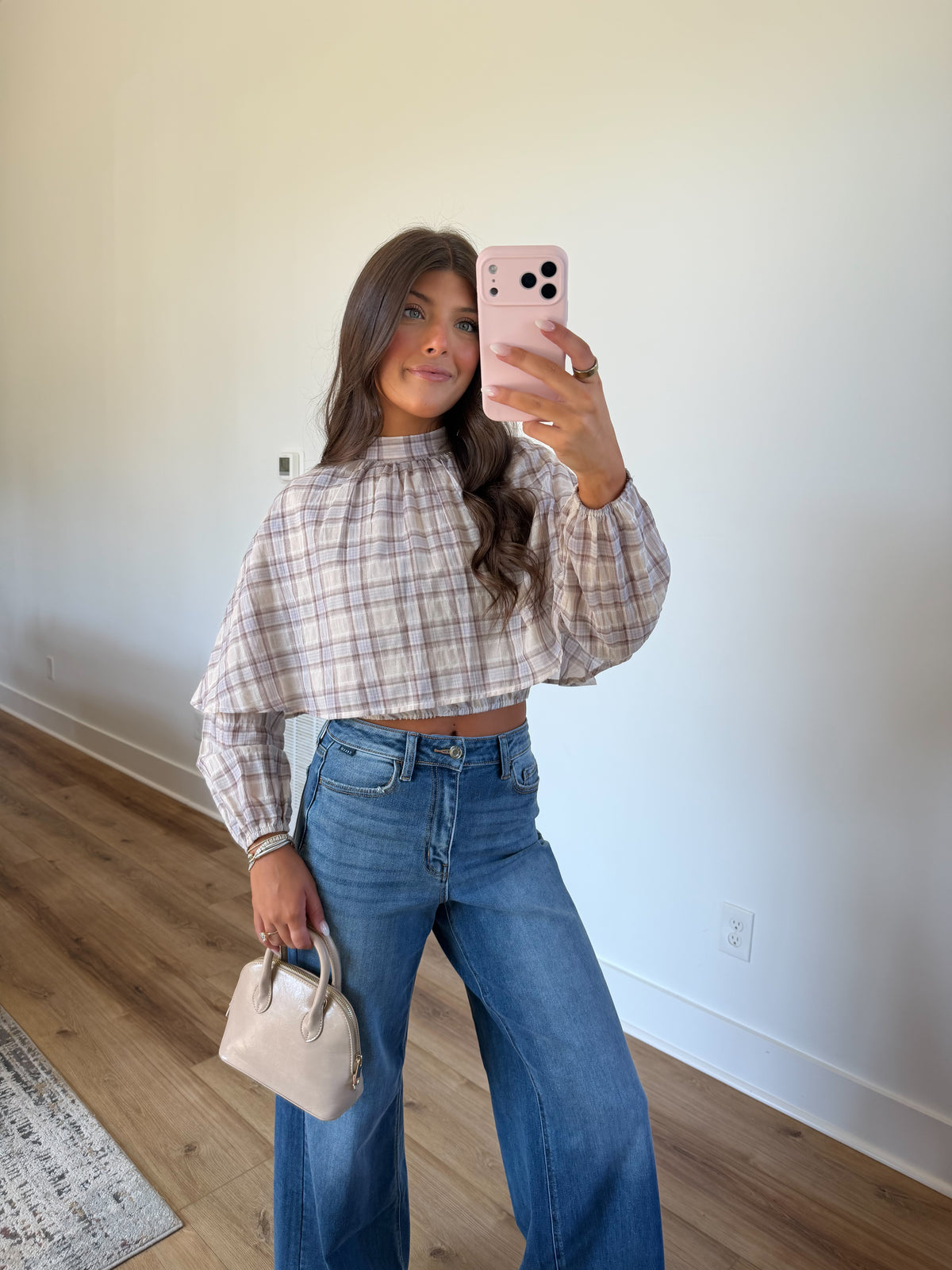 Plaid Cape Blouse