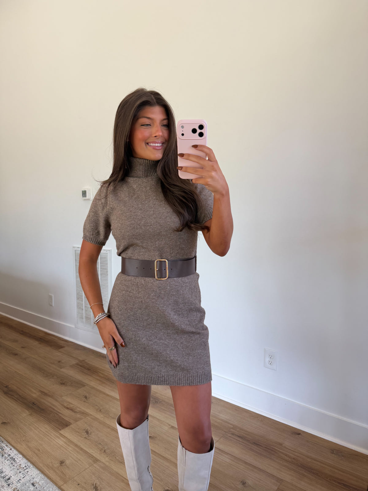 Mocha Turtleneck Sweater Dress