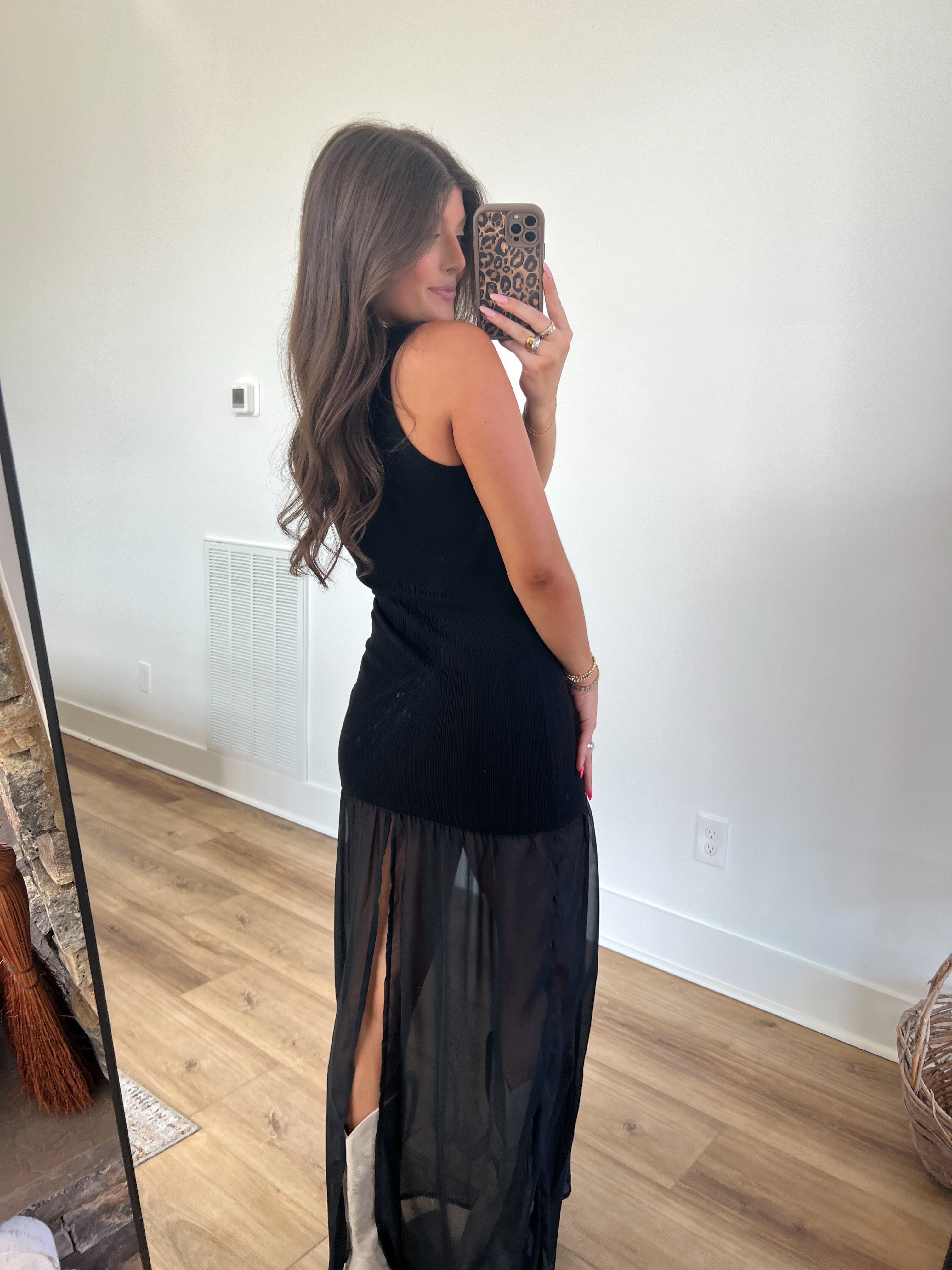 Sheer Skirt Mini Dress