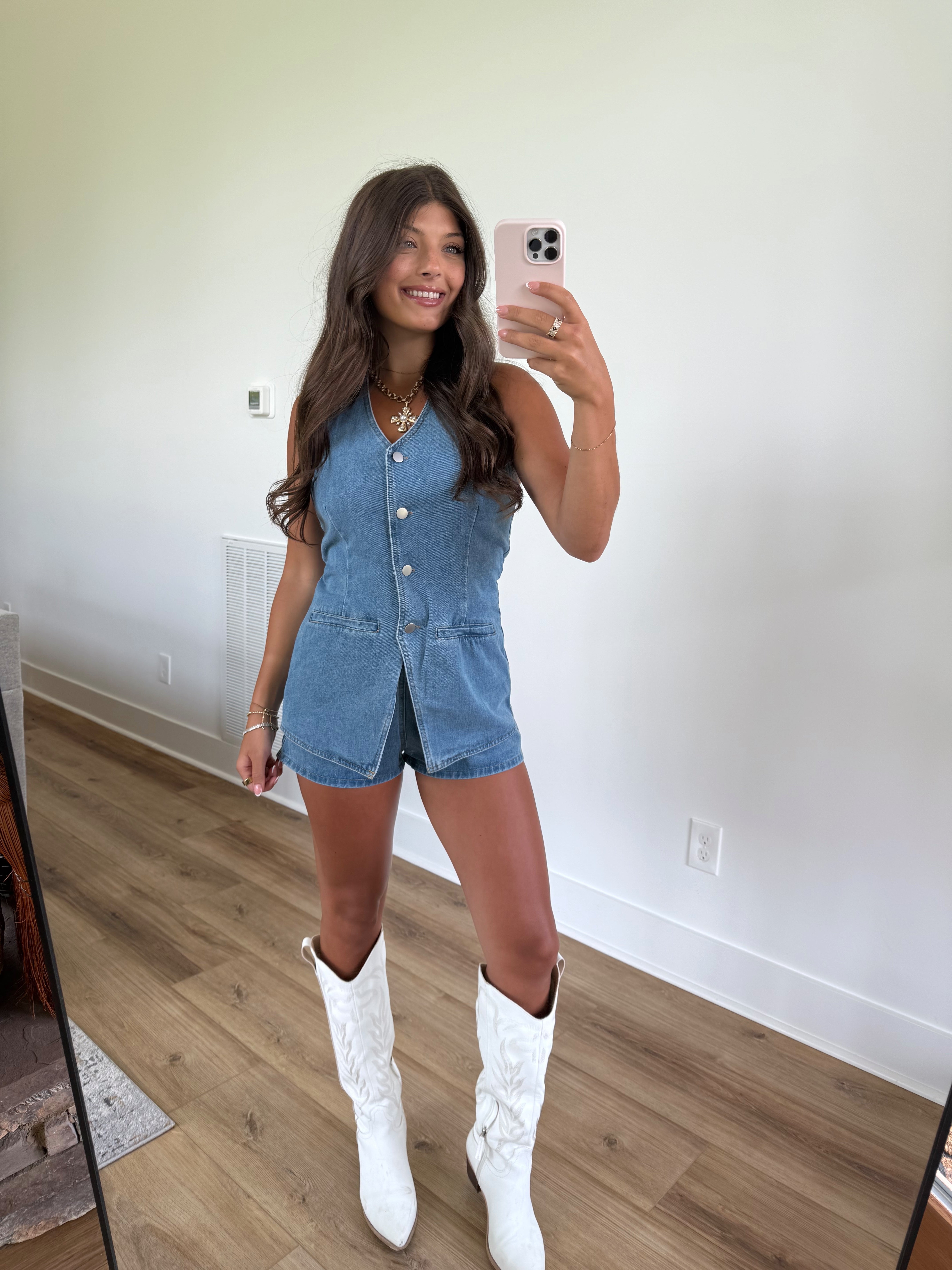 Karoline Romper (Denim)