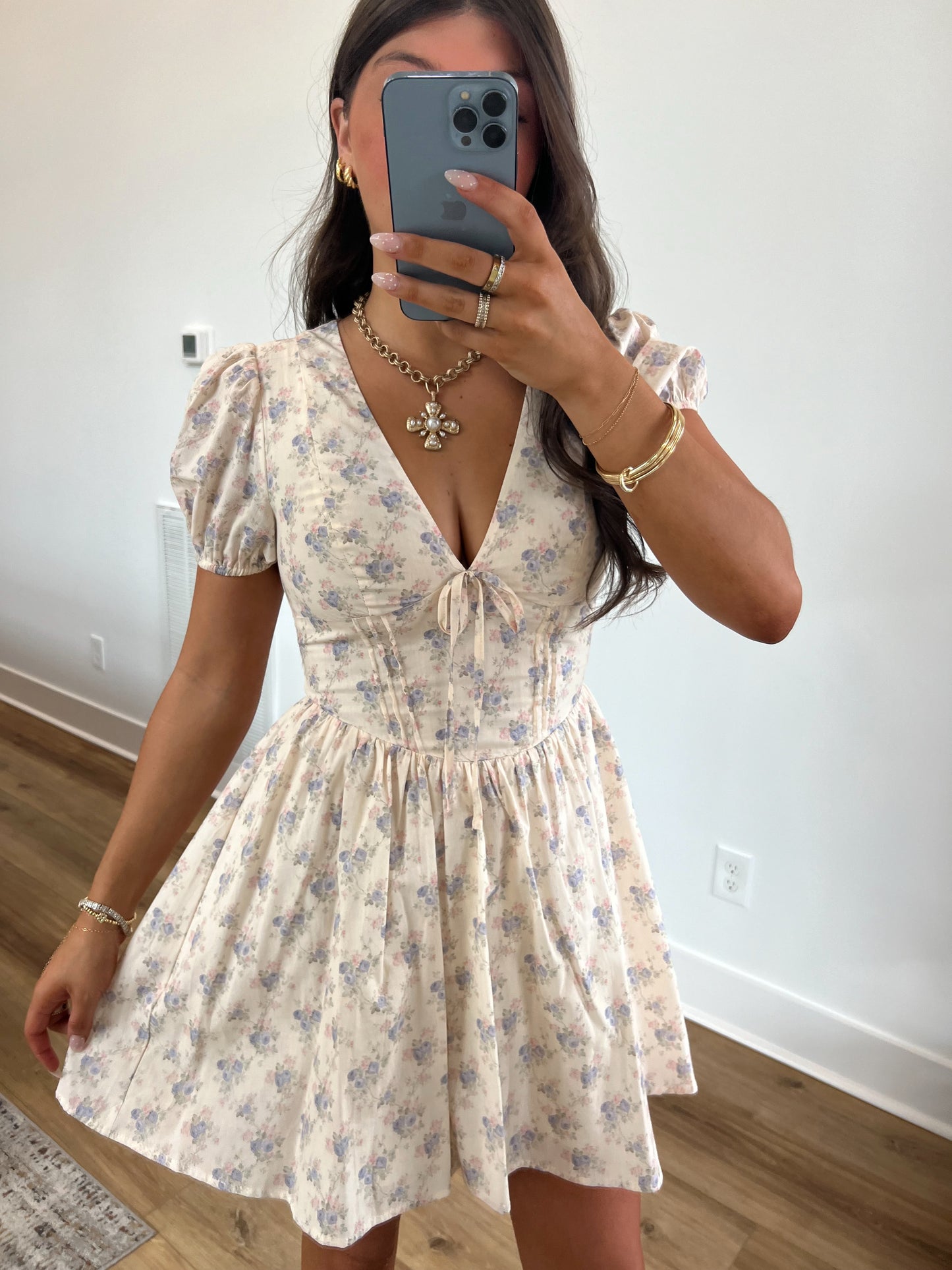 Lilac Floral Mini Dress
