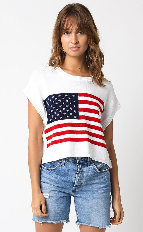 American Flag Sweater Tank