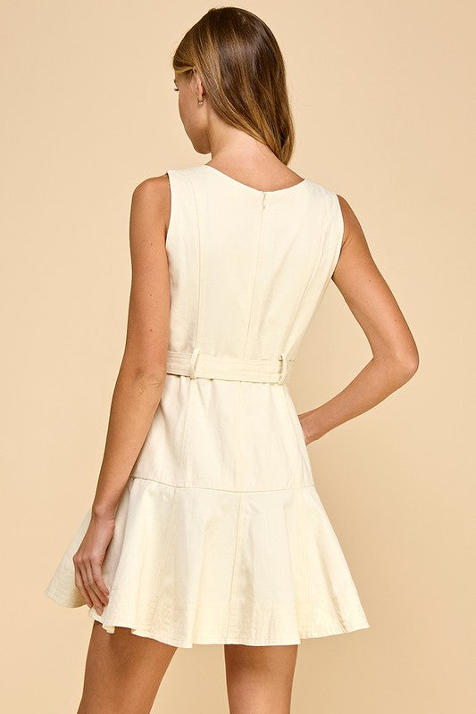 Cream Denim Daisy Mini Dress