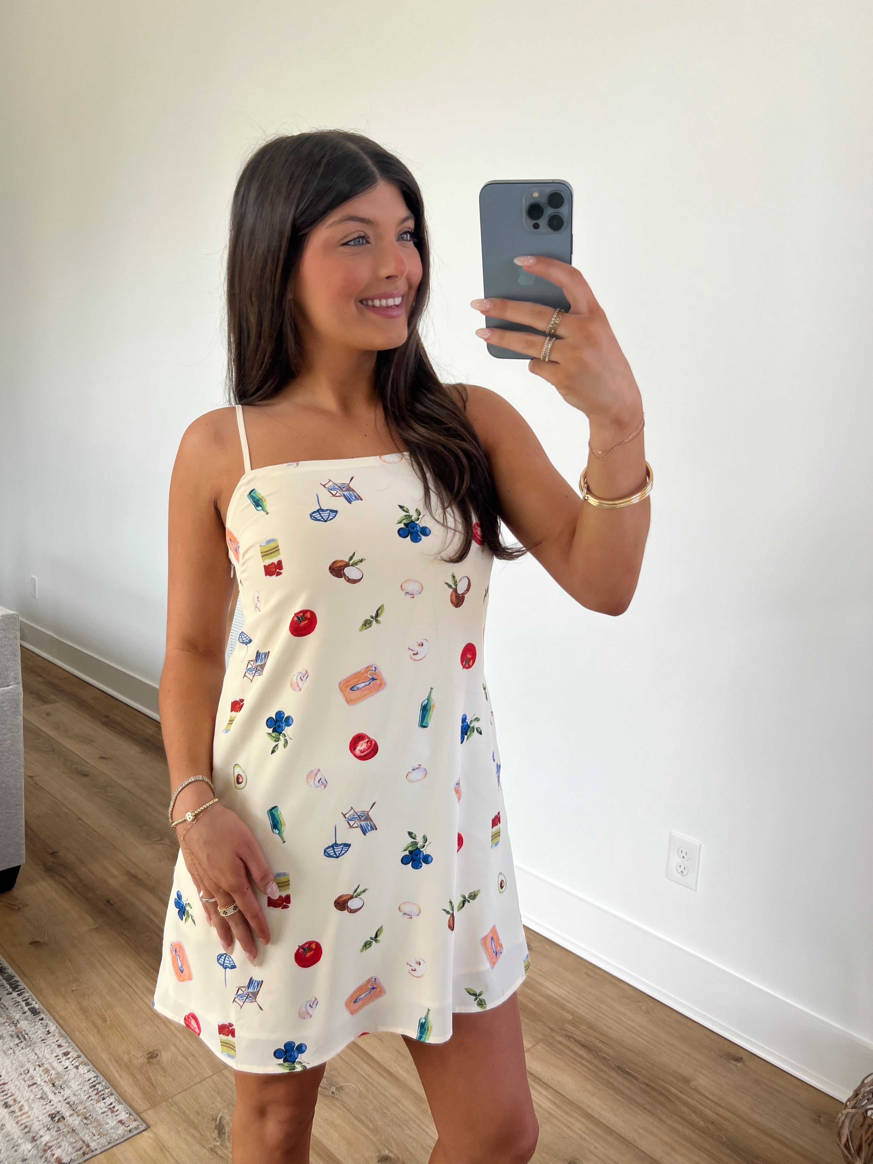 European Print Mini Dress