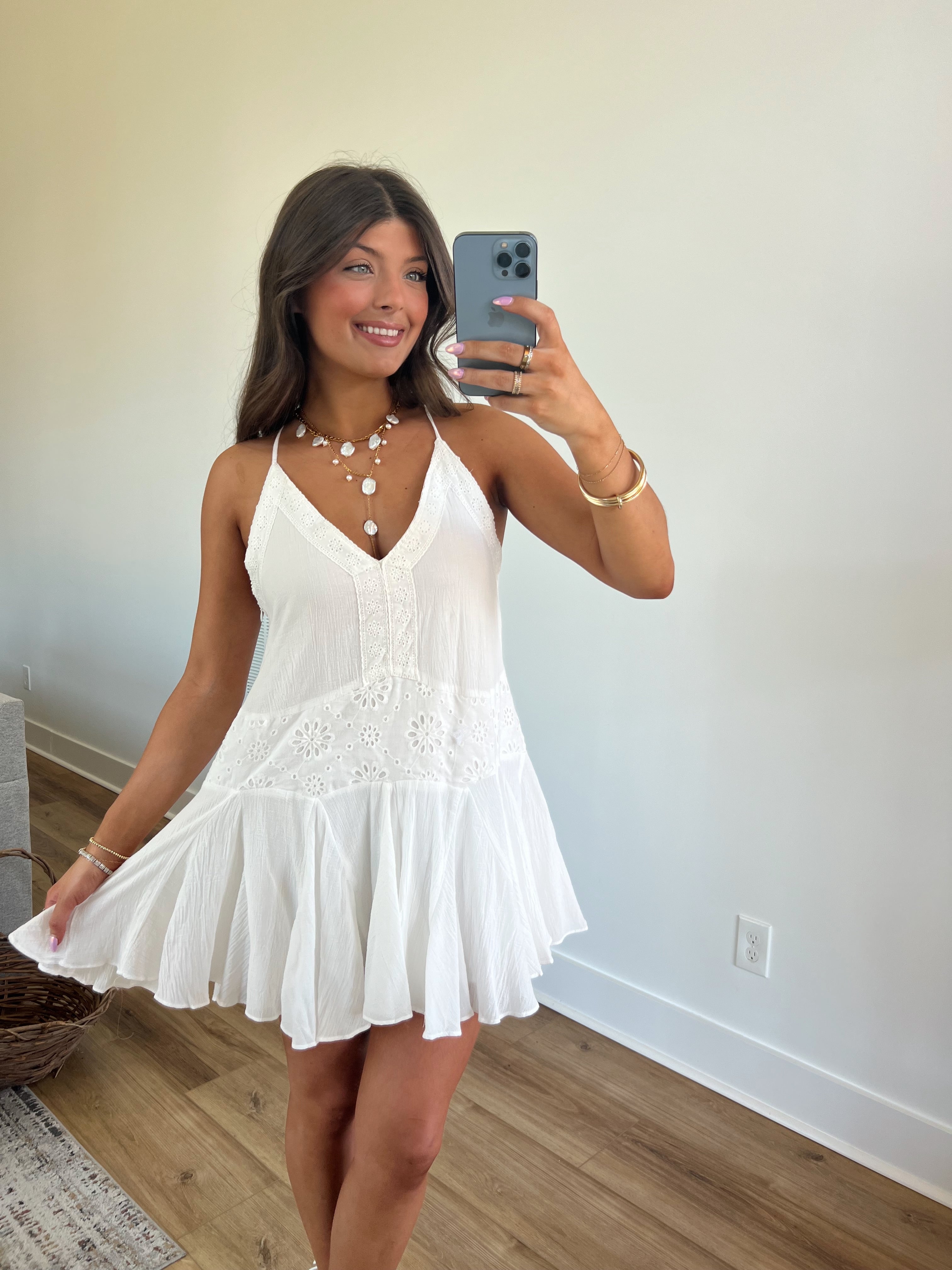 Eyelet Swing Mini Dress (Restock)