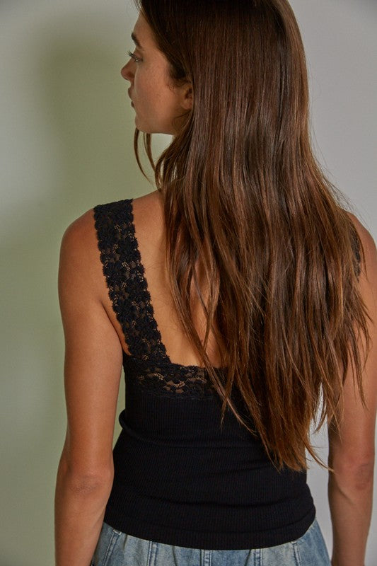 Muse Lace Tank (Black)