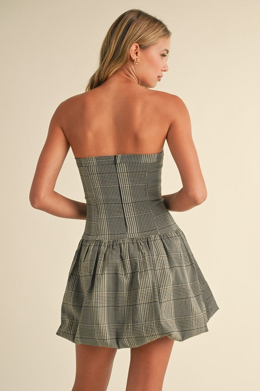 Christmas Plaid Drop Waist Mini Dress