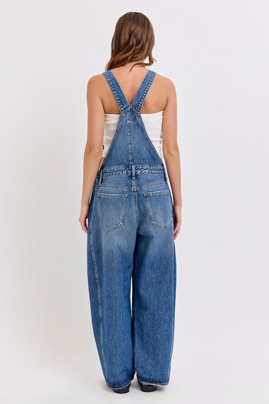 Denim Barrel Overalls