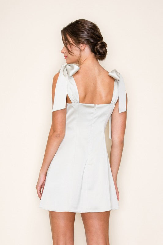 Charming Satin Tie Mini Dress