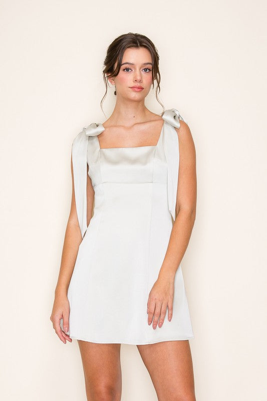 Charming Satin Tie Mini Dress