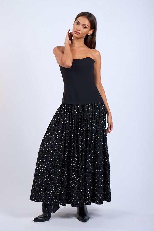 The Champagne Night Dress (Black Midi)