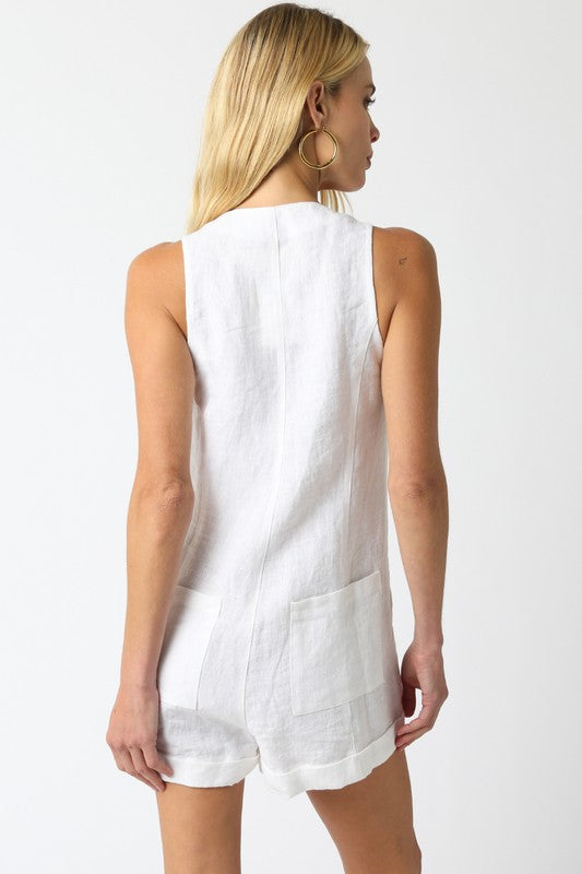 Elle Linen Romper (White)