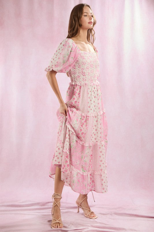 Love Shack Patch Work Maxi Dress(Restock)