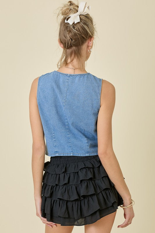 Dallas Denim Tie Vest (Denim)