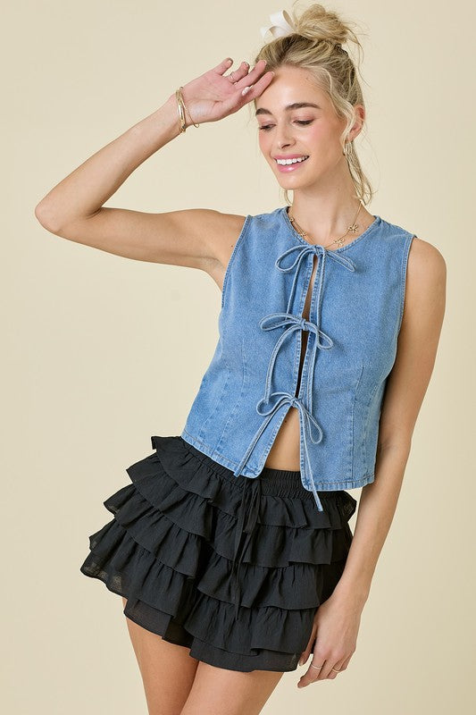 Dallas Denim Tie Vest (Denim)