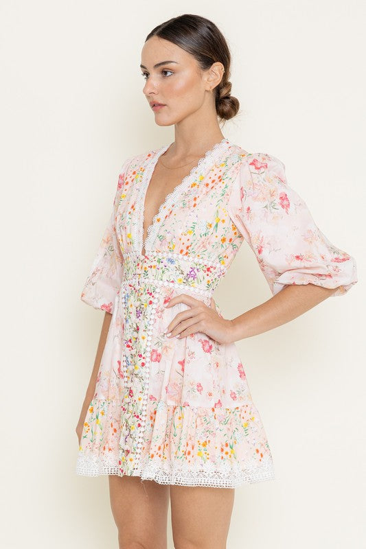 Vintage Tea Mini Dress