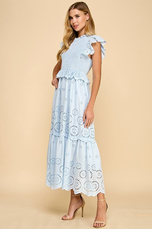 Blue Sky Eyelet Maxi Dress