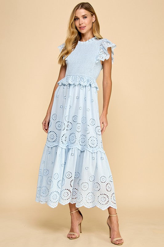 Blue Sky Eyelet Maxi Dress