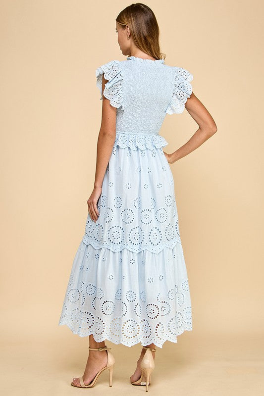 Blue Sky Eyelet Maxi Dress