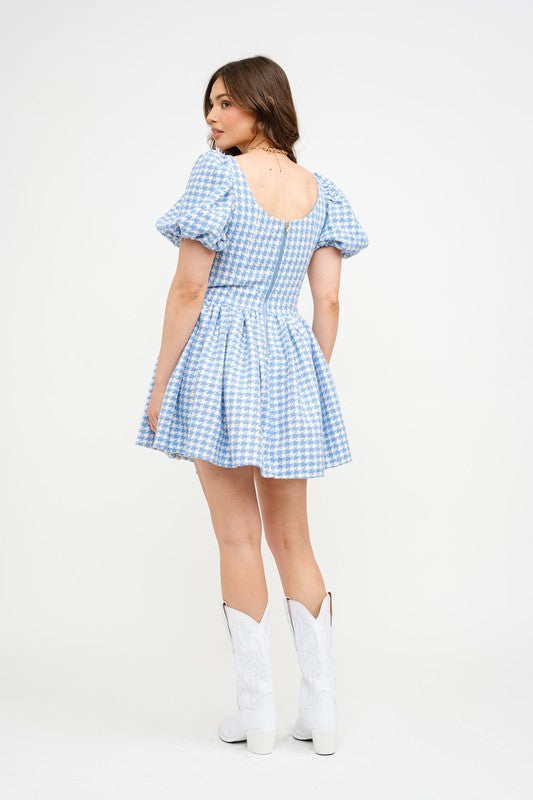 Cinderella Houndstooth Mini Dress