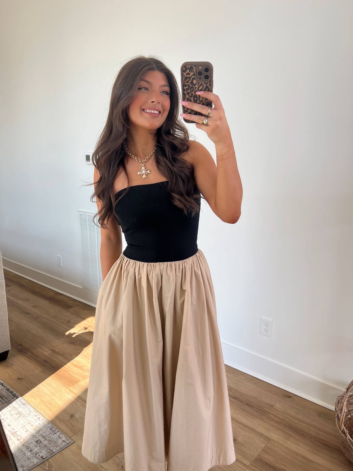 Black/Cream Midi Skirt