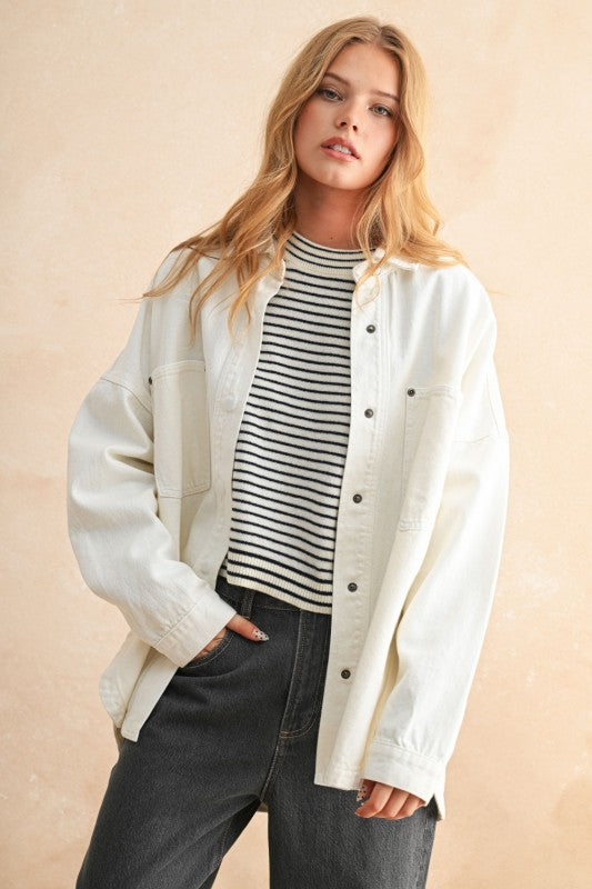 White Denim Shacket