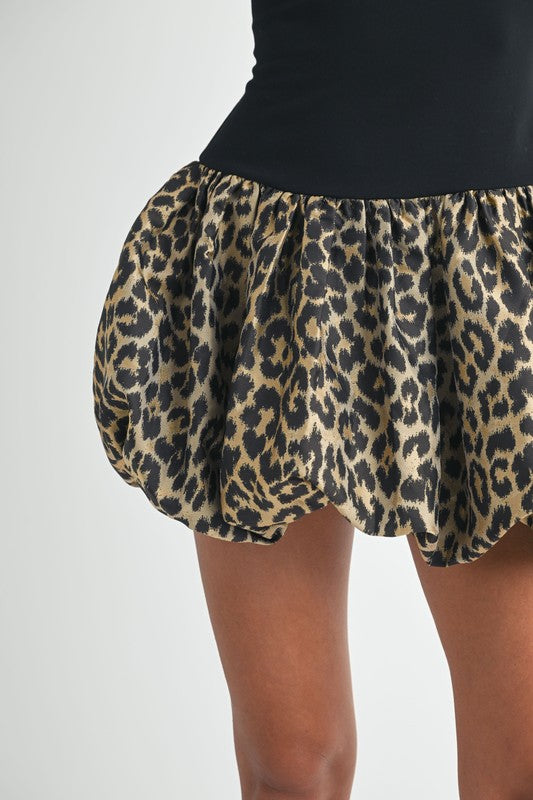 Leopard Scoop Neck Mini Dress