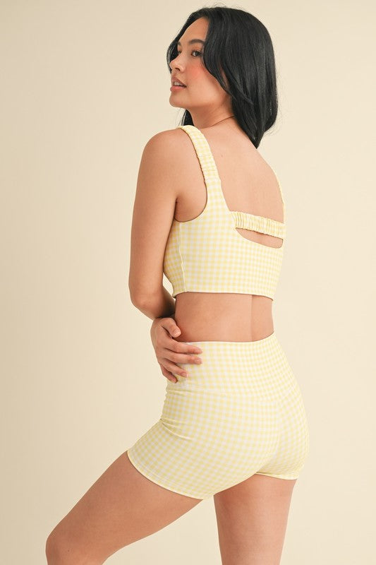 Lemon Gingham Scrunched Bra