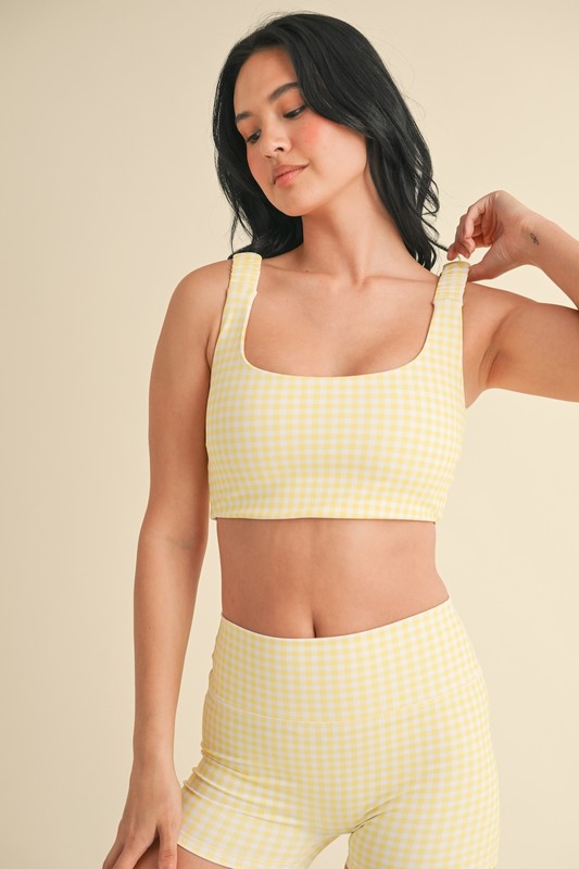 Lemon Gingham Scrunched Bra