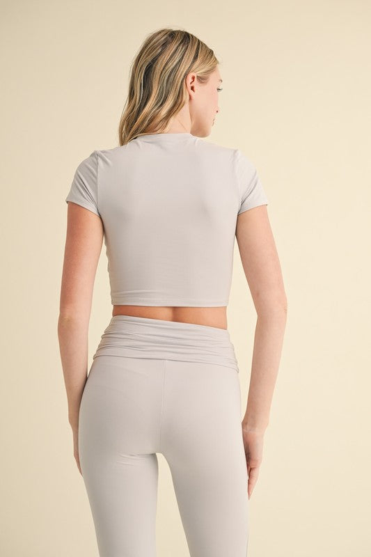 Light Grey Butter Soft Foldover Bike Short Set