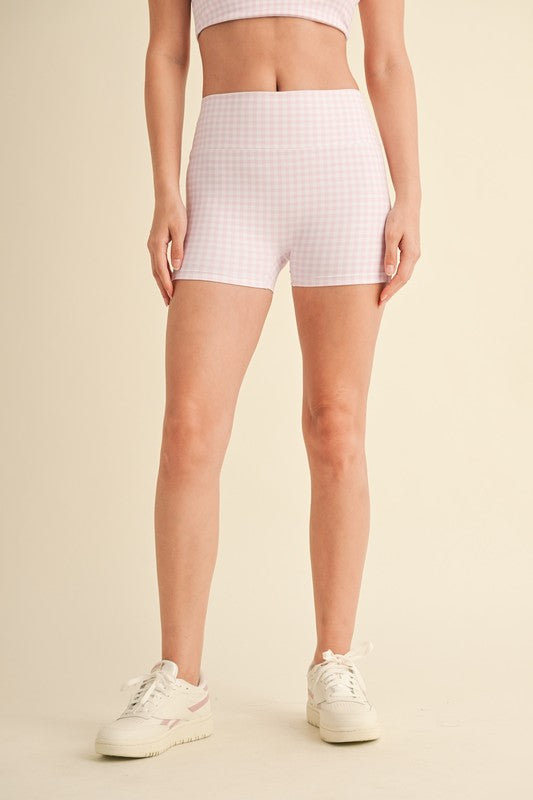 Pink Gingham Biker Shorts