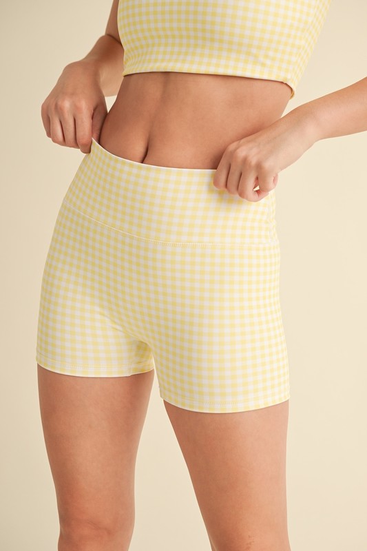 Lemon Gingham Biker Shorts