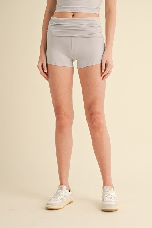 Light Grey Butter Soft Foldover Bike Short Set