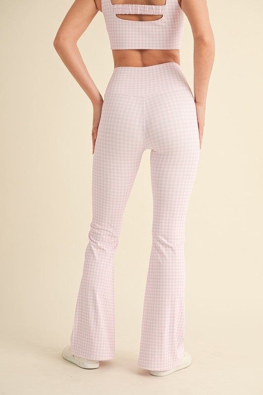 Pink Gingham High Waisted Cross Over Leggings