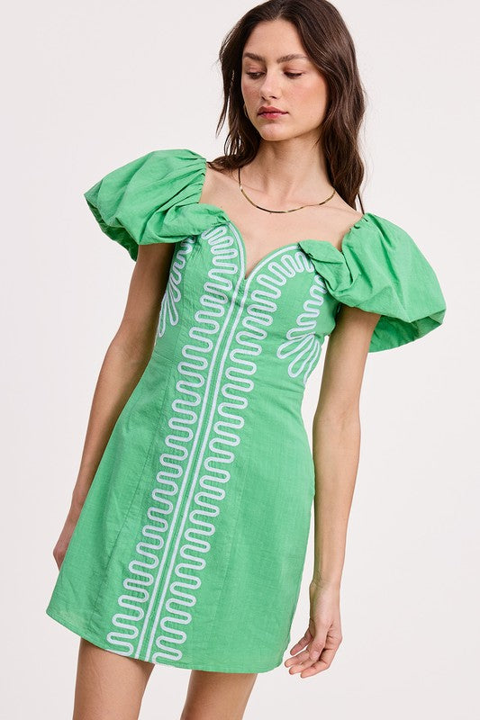 (Green) Tropical Time Mini Dress