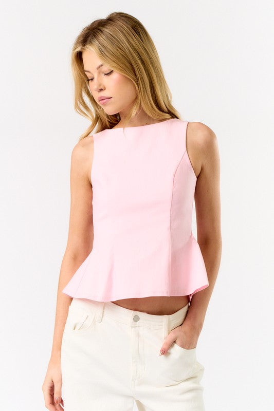 Baby Pink Back Tie Top