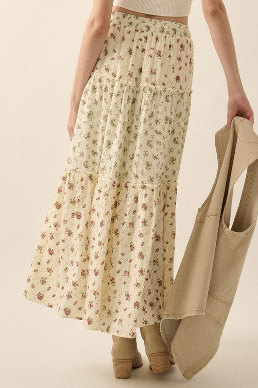 Pia Flower Field Maxi Skirt (Pink)