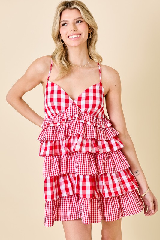 Red Gingham Swing Dress