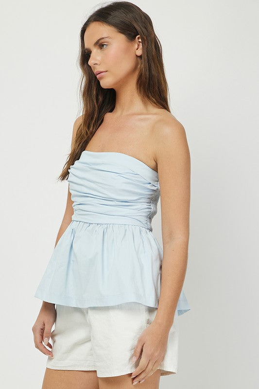 The Nantucket Strapless Top (Sky Blue)