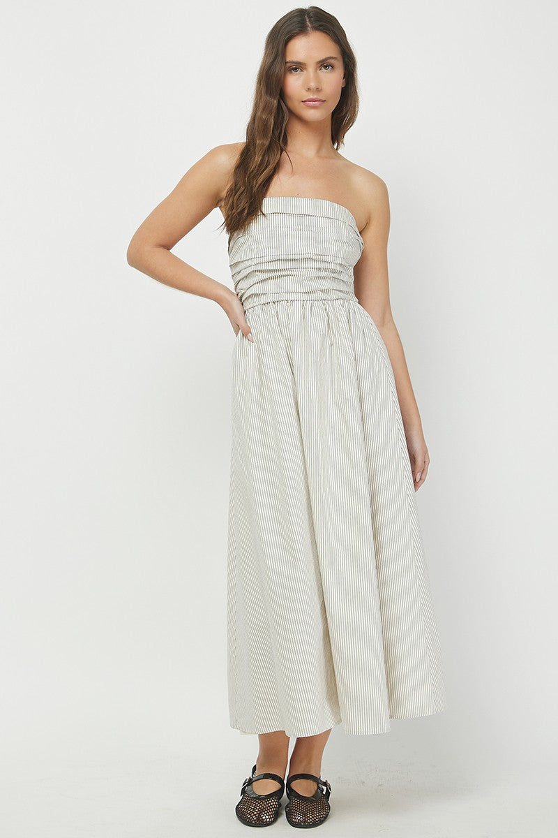 The Nantucket Strapless Dress (Dainty Stripes)